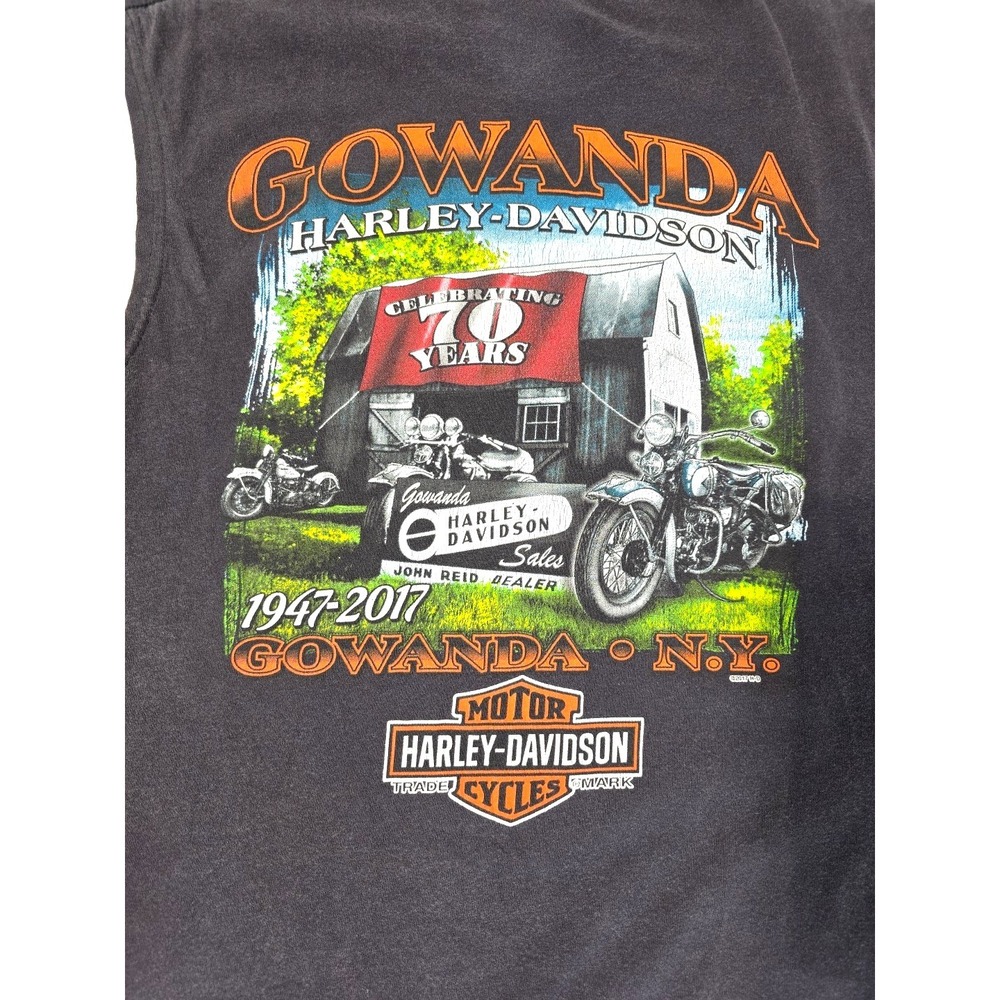 Harley Davidson Tank Shirt 70 Year Gowanda New York Mens Large Muscle Motorcycle